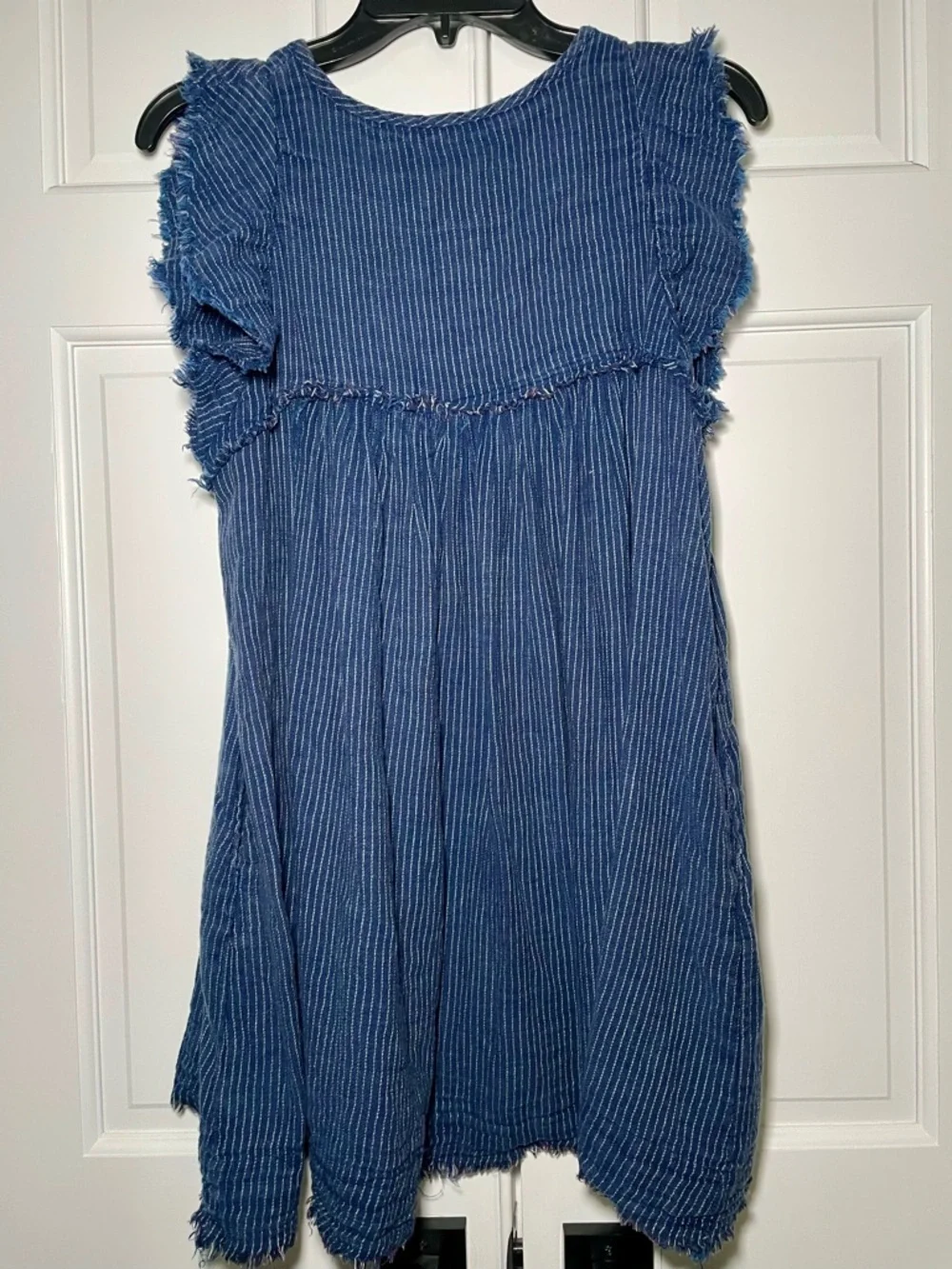 Free People We The Free Blue Ridge Indigo Top Tunic Dress White Blue Stripes Sml